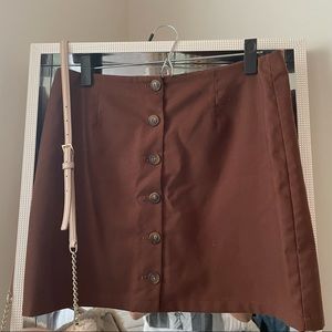 Brown Button Down Mini Skirt